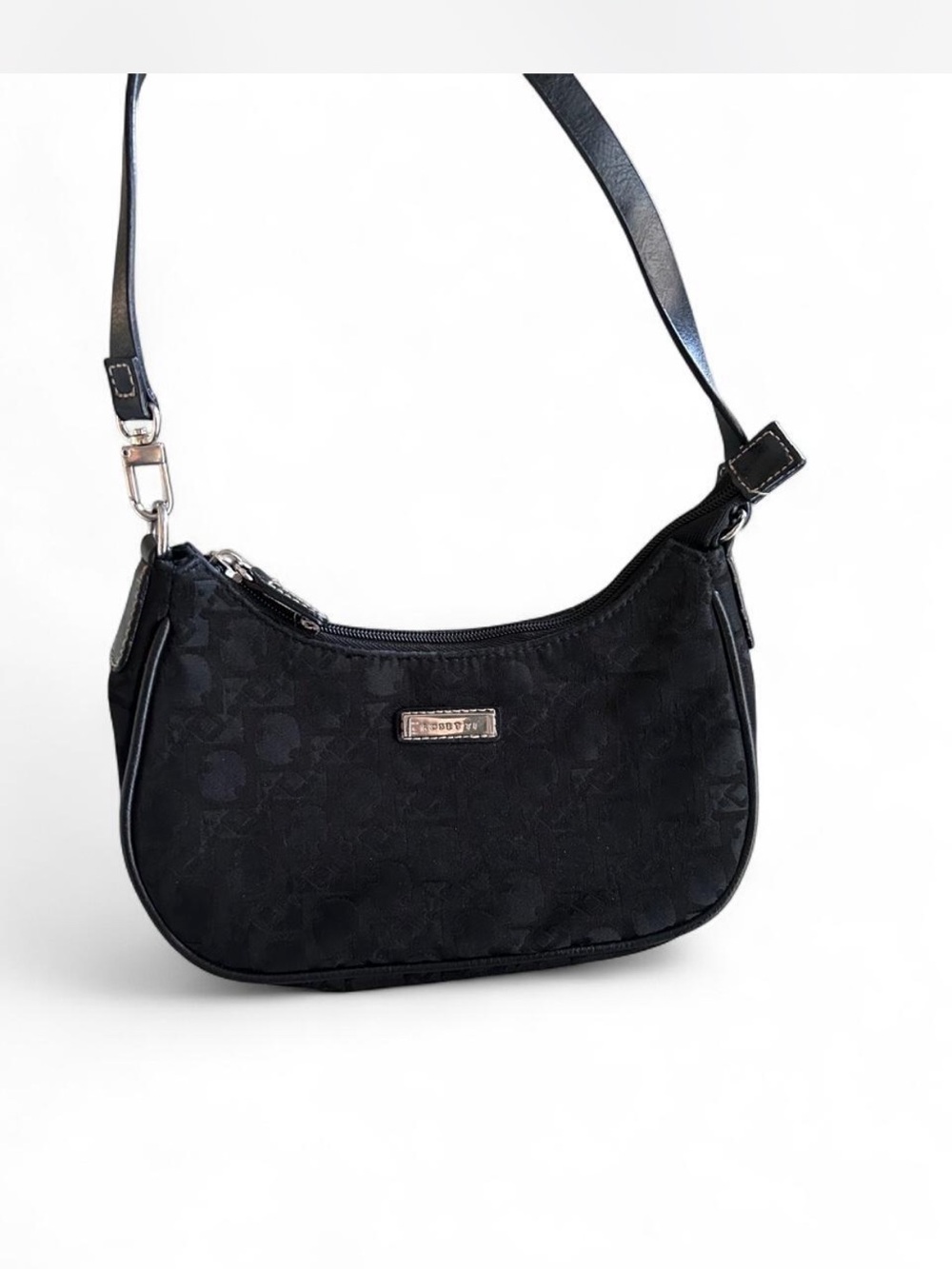 Rosetti Black Mini Shoulder Bag with Subtle Jacquard